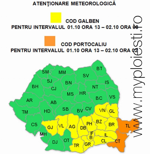 Ploiestiul, in cod galben de ploi si vant. Aveti grija, da?
