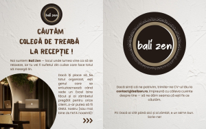 Bali Zen angajeaza. Vrei sa fii receptionera?